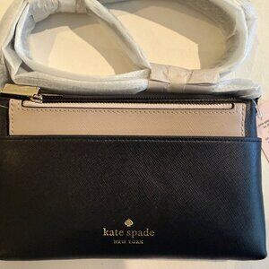Kate Spade New York Textured Leather Crossbody Bag /Removable Pouch/wallet/black